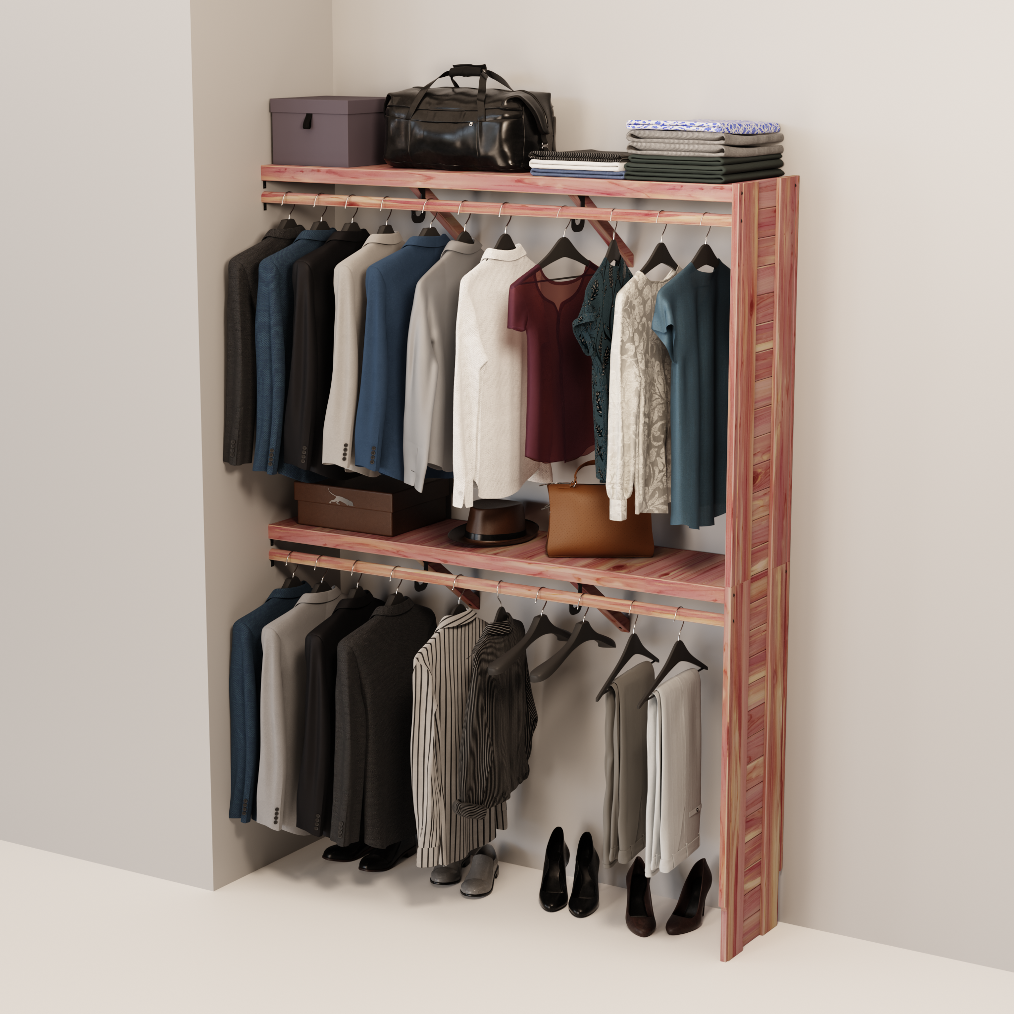 Aromatic Red Cedar Closet Hanging Kit, 24-60 Inch, 14.5 Inch Deep