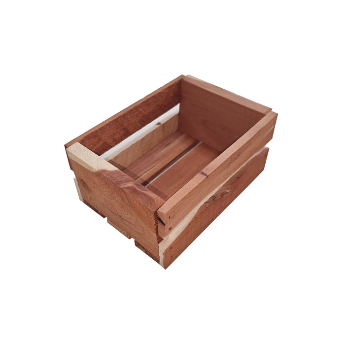 Cedar wooden crate on a white background