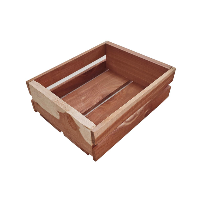 Cedar wooden box on a white background