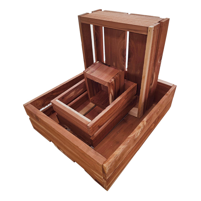 Four cedar nesting crates