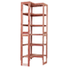 A free-standing aromatic red cedar corner cubby unit with multiple shelves.