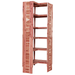 A free-standing aromatic red cedar corner cubby unit with multiple shelves.
