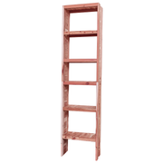 A tall wooden cedar cubby kit with multiple shelves, designed for closet organization.