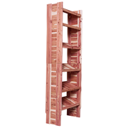 A free-standing aromatic red cedar shoe cubby with multiple solid shelves, flat-packed and ready for assembly.