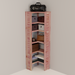 A free-standing aromatic red cedar corner cubby unit with multiple shelves.