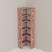 A free-standing aromatic red cedar corner cubby unit with multiple shelves.