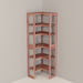 A free-standing aromatic red cedar corner cubby unit with multiple shelves.