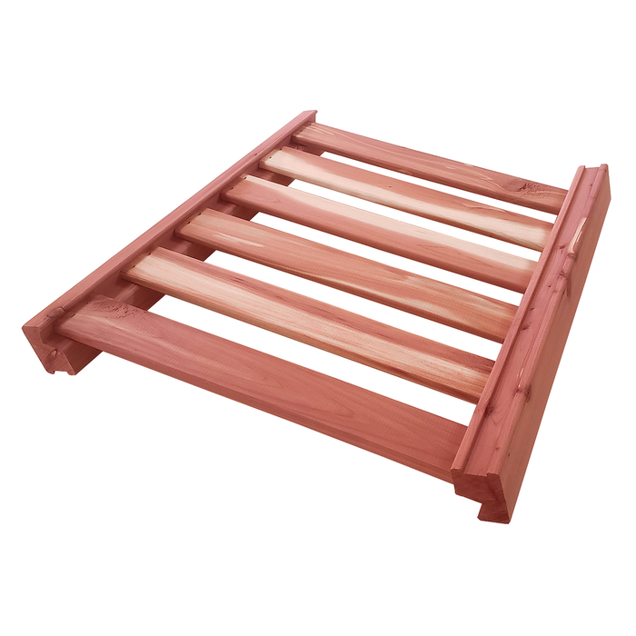 A vented cedar shoe shelf