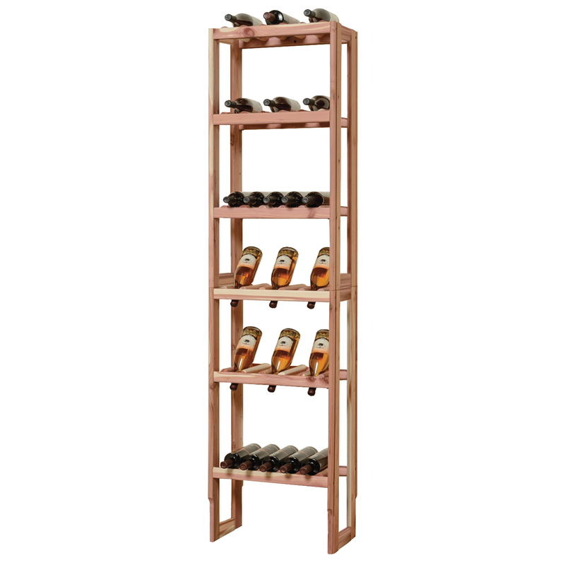 A wooden wine Cubby filled with bottles of wine, showcasing its structure and storage capacity.