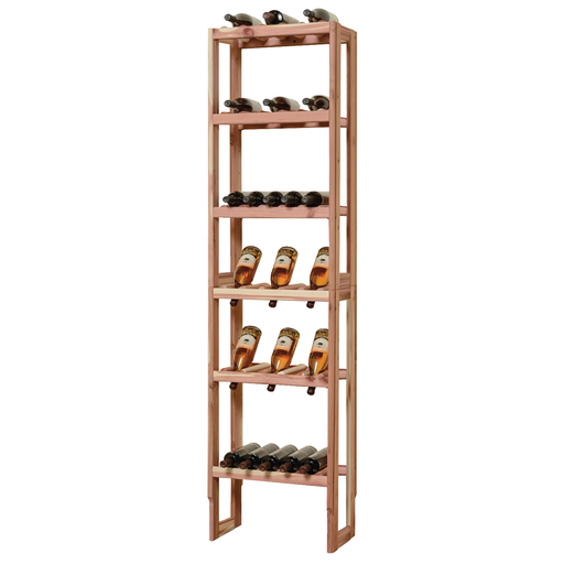 A wooden wine Cubby filled with bottles of wine, showcasing its structure and storage capacity.