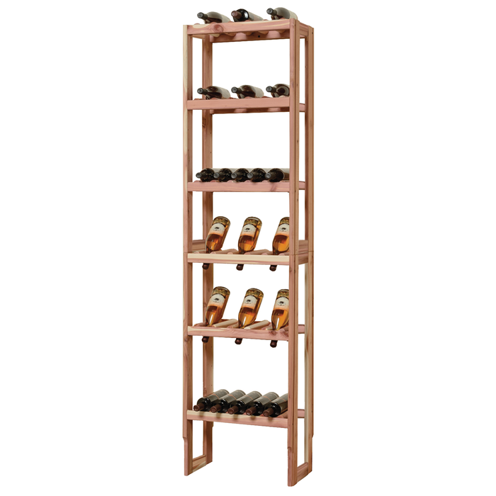 A wooden wine Cubby filled with bottles of wine, showcasing its structure and storage capacity.
