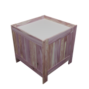 A solid wood retail product dump bin with adjustable melamine bottom, featuring a natural red cedar wood finish.